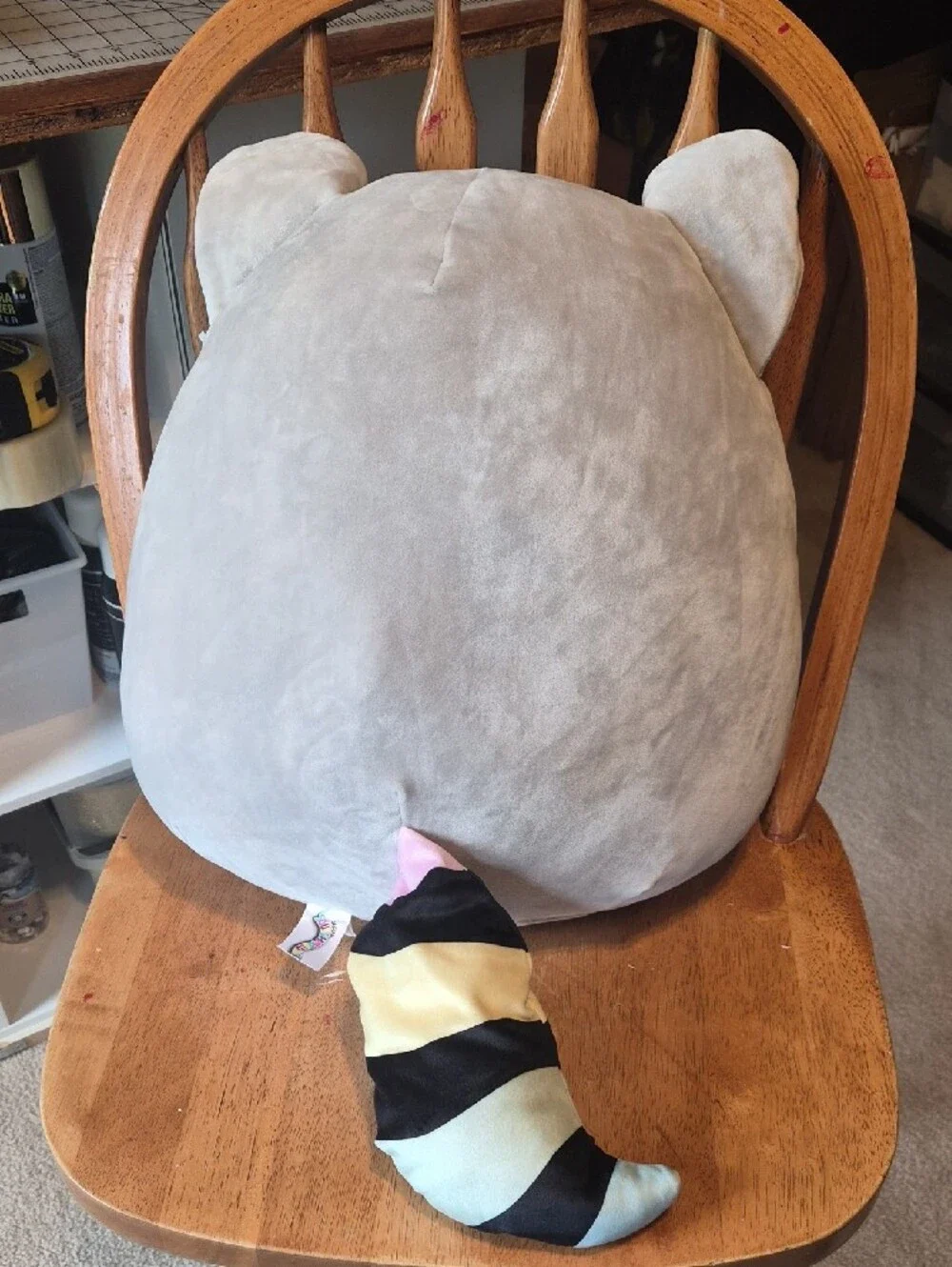 Squishmallows Plush Tag with Rainbow Lettering on White